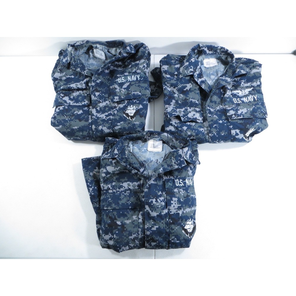 US Navy Working Blouse NWU Uniform Top Size 32 Short Blue Digital Camo Lot of 3